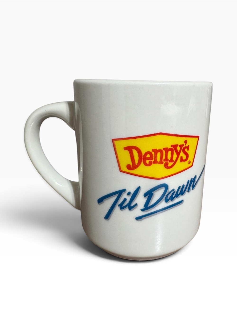 Denny’s  Vintage White Ceramic Mug with Graphic Moon